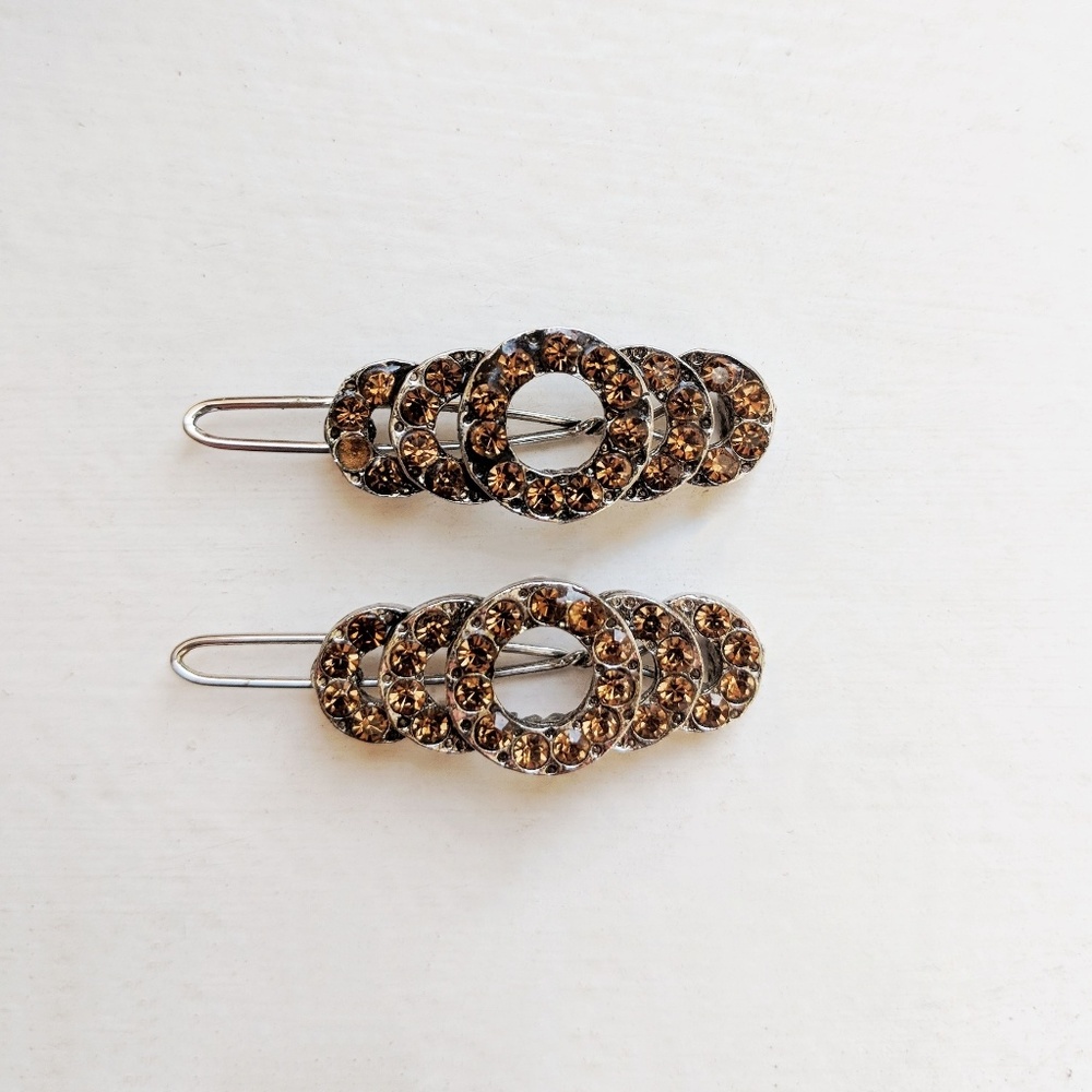 Circle rhinestone barrettes